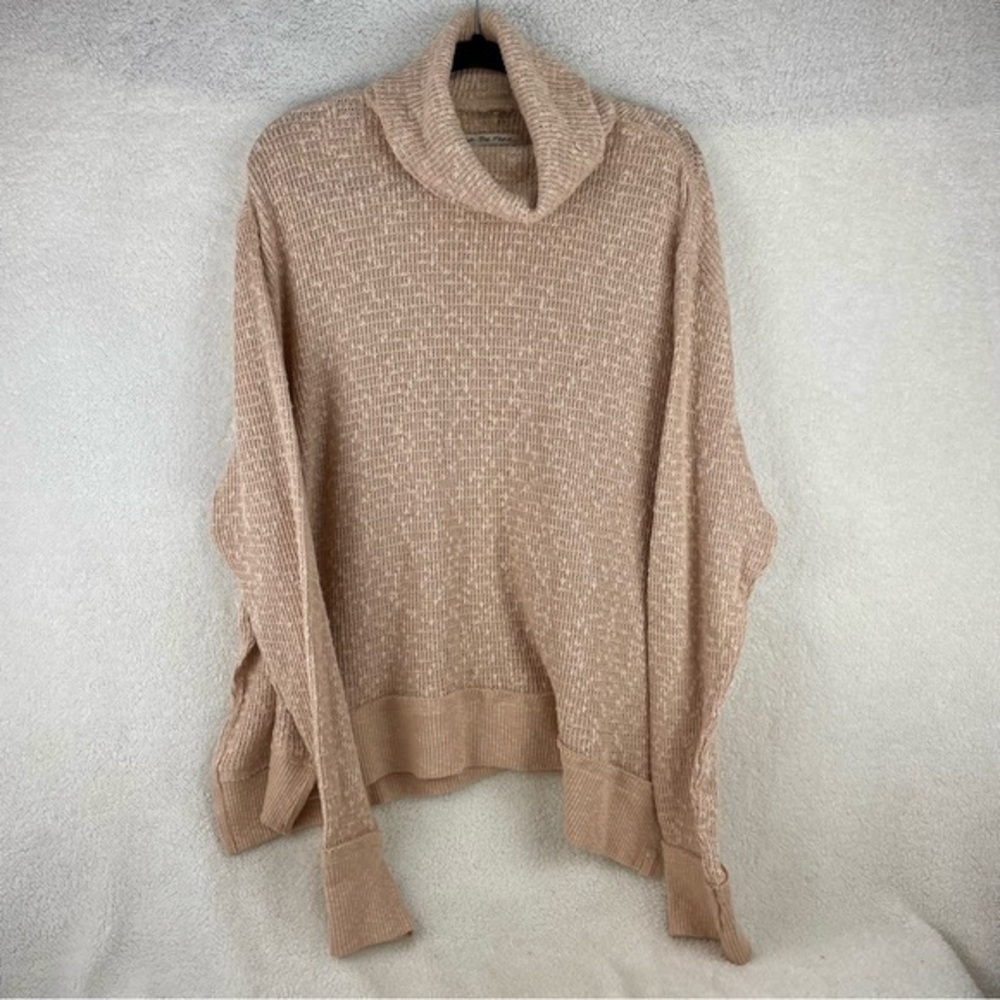 We The Free Waffle Weave Cowl Neck Sweater Toasted Almond‎ XL OB1829198